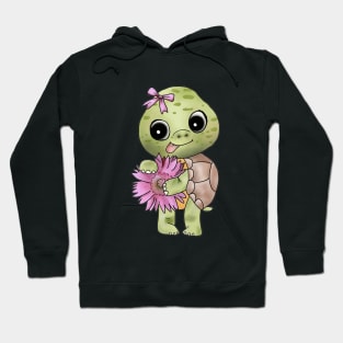 Schildkröte mit Blume Hoodie